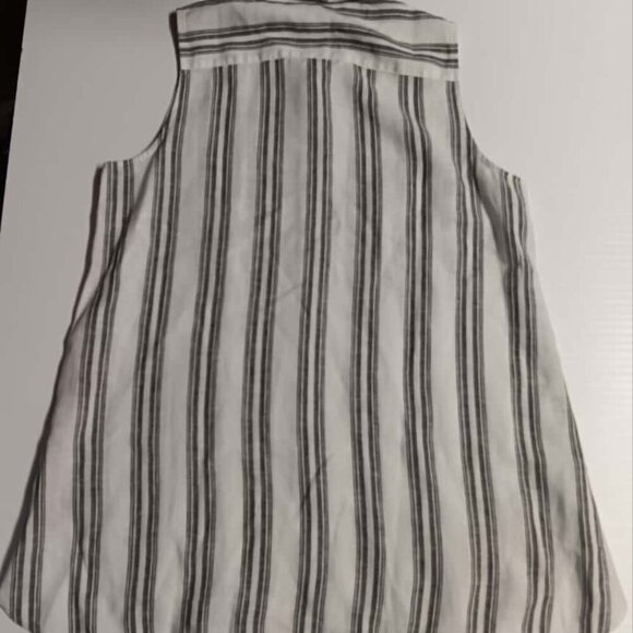 Chico's Sleeveless Linen Striped Tunic in White and Grey Size Small (0)- - Picture 2 of 5